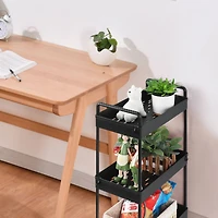 Black 3-Tier Slim Storage Kitchen Cart Set