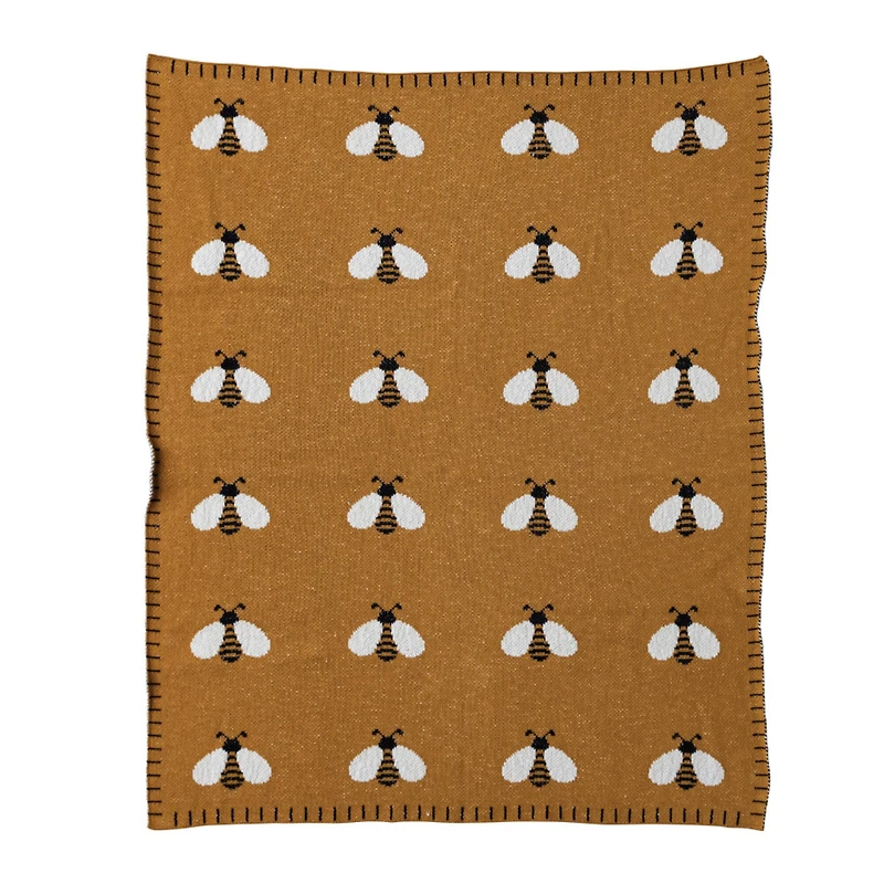 Hello Honey® Mustard Bee Print Baby Blanket