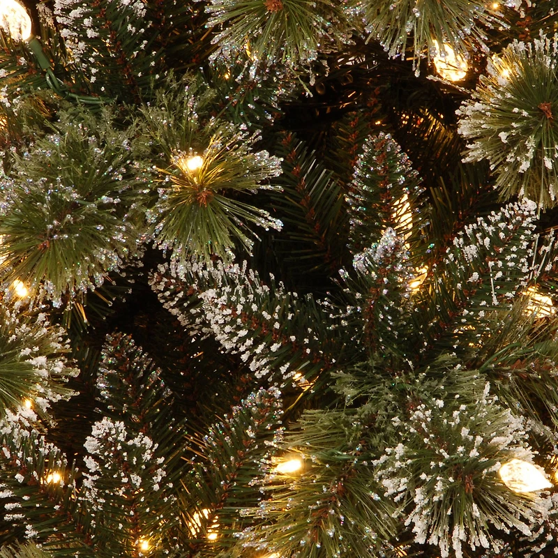 24" Glittery Bristle® Pine Wreath with Warm White LED Lights