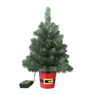20" Pre-Lit Night Night™ Classic Pine Artificial Tabletop Christmas Tree in Santa Belt Base