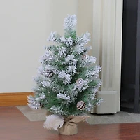 24" Unlit Flocked Pine Artificial Christmas Tree in Burlap Base