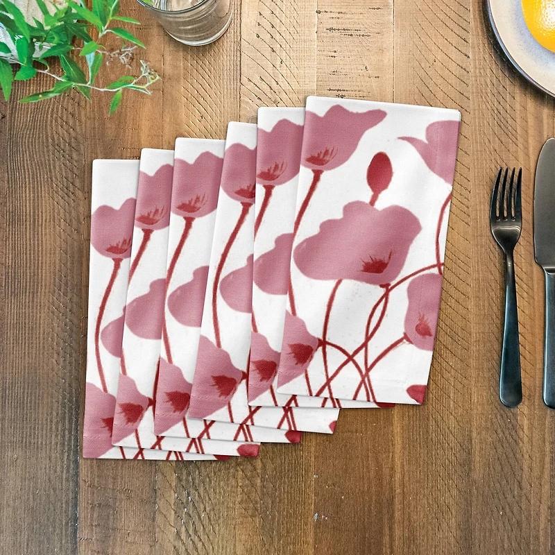 Pink Retro Florals 10" x 10" Cotton Twill Napkin