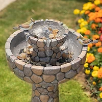 Glitzhome® 2ft. 2-Tier Stone-Like Outdoor Birdbath Fountain