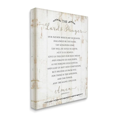 Stupell Industries The Lords Prayer Our Father Rustic Distressed White Wood Look Canvas Wall Art