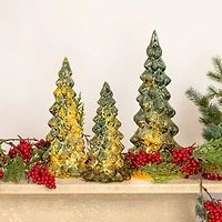 Hello Honey® Green LED Glass Christmas Tree Set