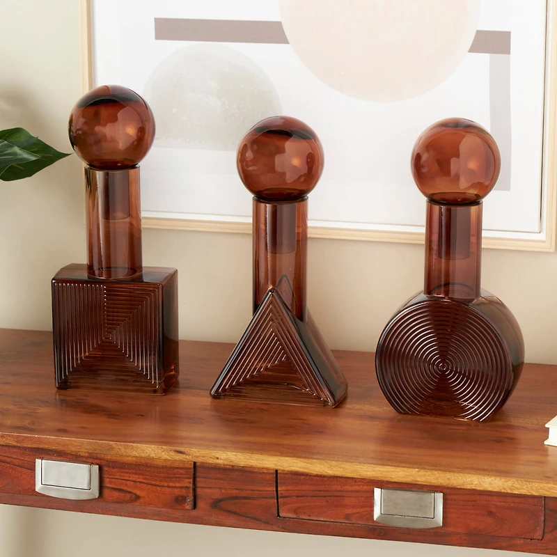Amber Geometric Decorative Jar Set