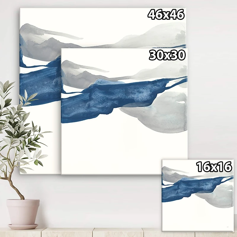 Designart - Gouache Sapphire on Gray II