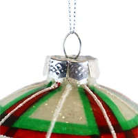 4" Red & White Plaid Glass Ball Ornament by Ashland®