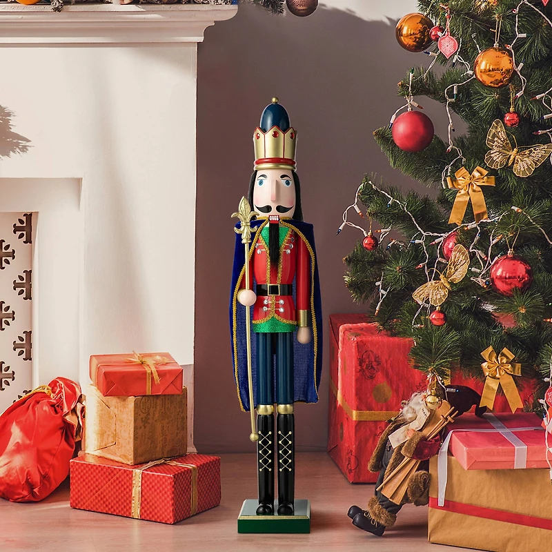 Glitzhome® 3ft. Wooden Christmas King Nutcracker
