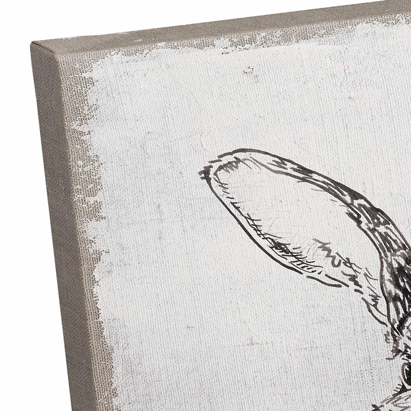 Ink Drawing Bunny Burlap Canvas Wall Art