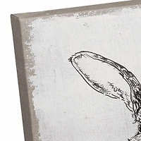 Ink Drawing Bunny Burlap Canvas Wall Art