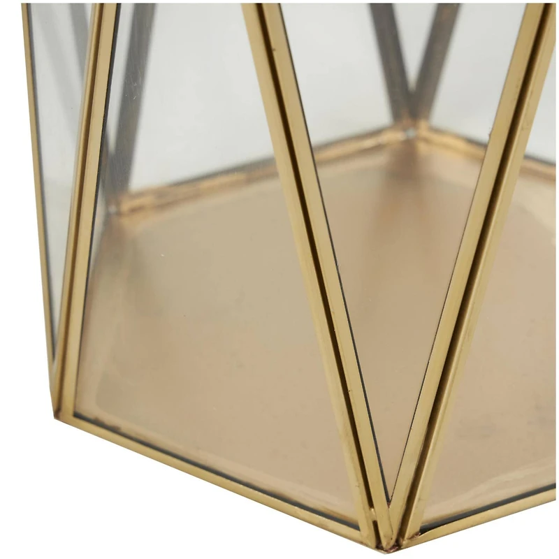 CosmoLiving by Cosmopolitan Gold Geometric Hexagon Candle Lantern Set