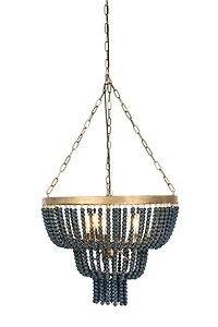 Hello Honey® 25.5" Iron Pendant Light With Blue Wood Beads