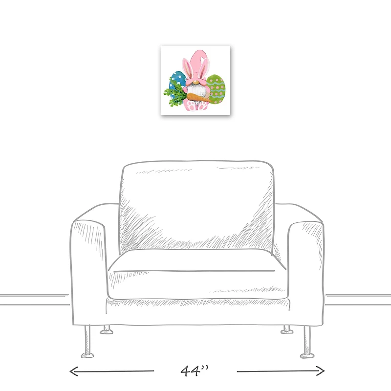 Easter Bunny Gnome 12" x 12" Canvas Wall Art