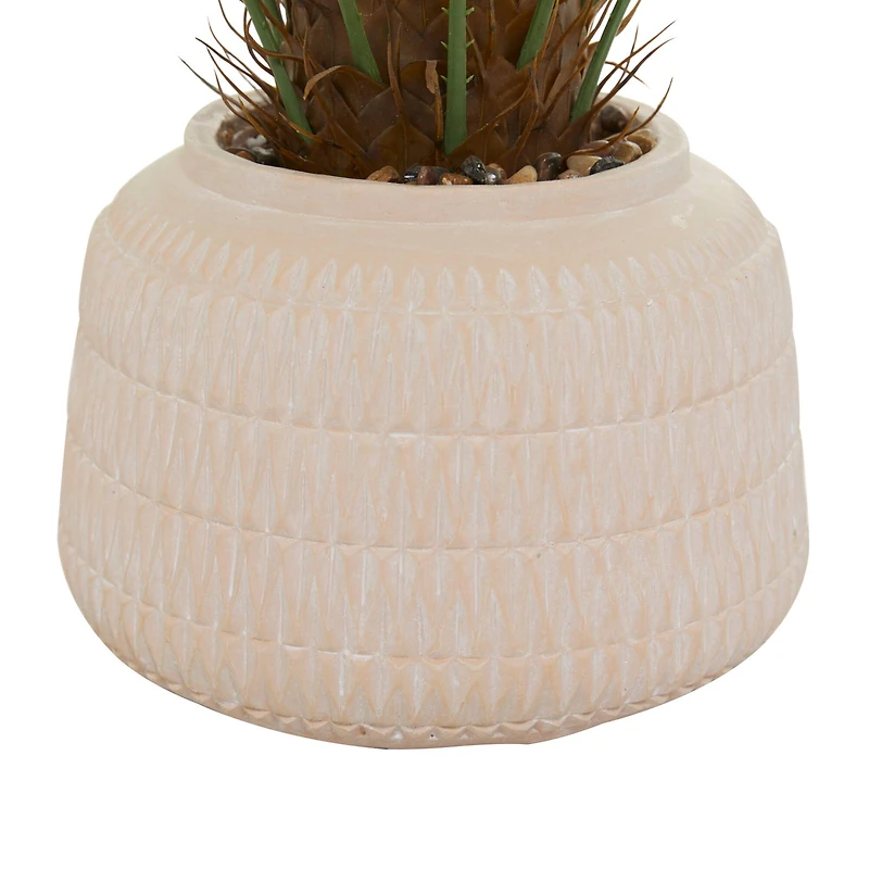 3ft. Green Sago Palm Faux Foliage Artificial Plant with Pink Ceramic Pot