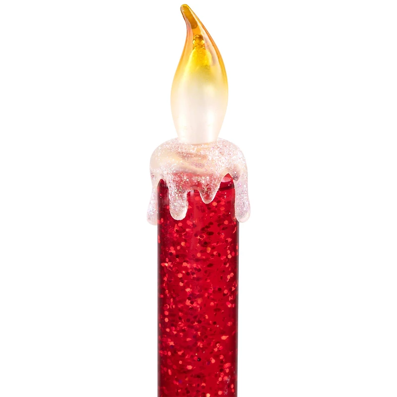 Glittered LED Flameless Christmas Candle - 9.25" - Red