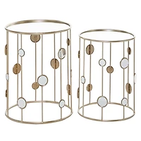 Glass & Gold Metal Contemporary Accent Table Set