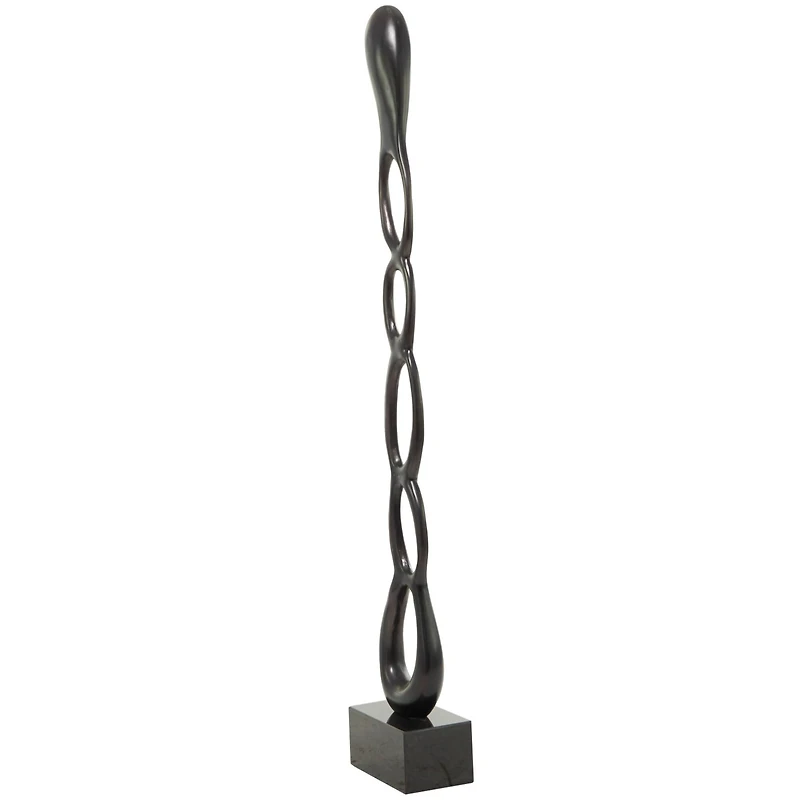 51" Aluminum Tall Linked Floor Abstract Sculpture with Black Base