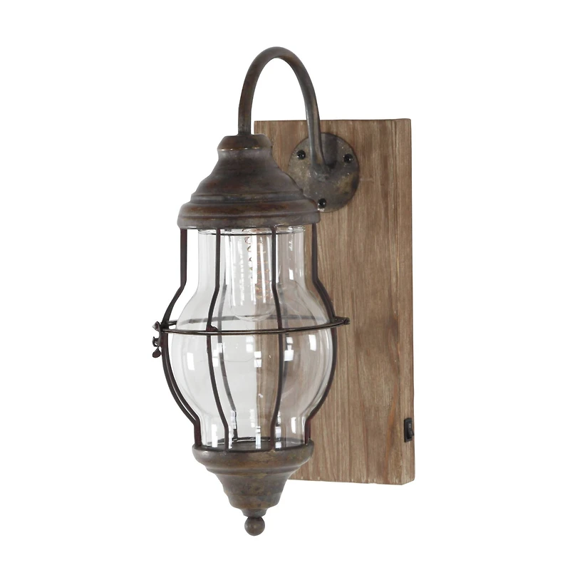 17" Brown Iron Industrial LED Wall Sconce