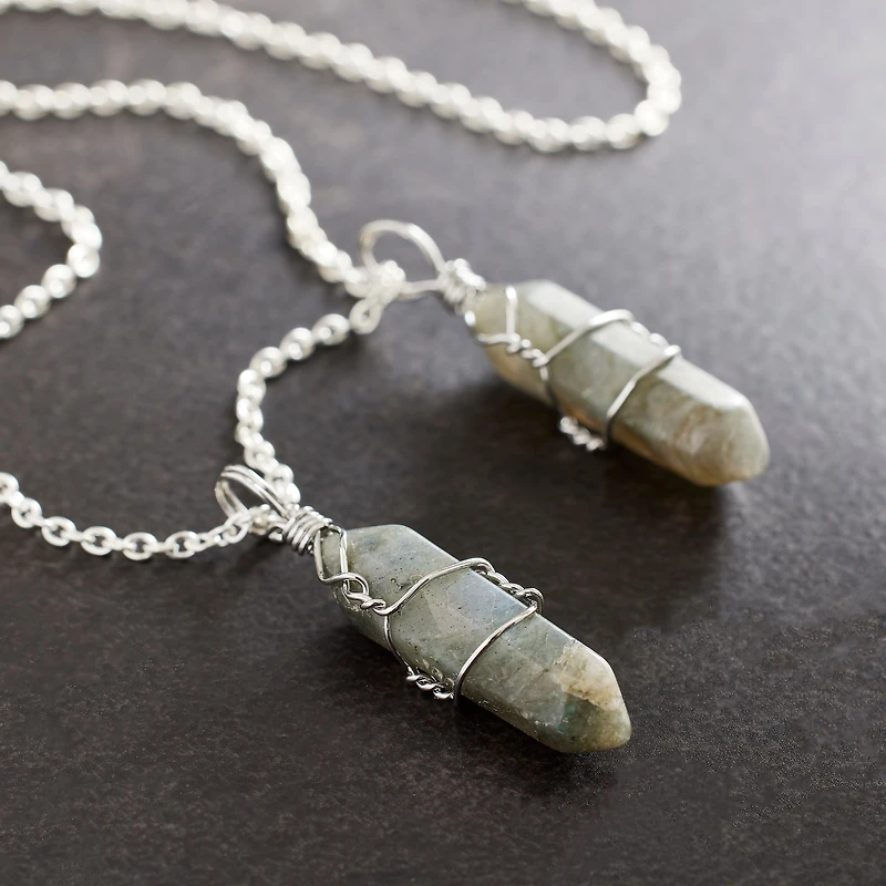 Gray Labradorite Prism Pendants, 2ct. by Bead Landing™