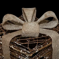 Lighted Rattan Gift Boxes with Burlap Bows Tabletop Christmas Decorations Set