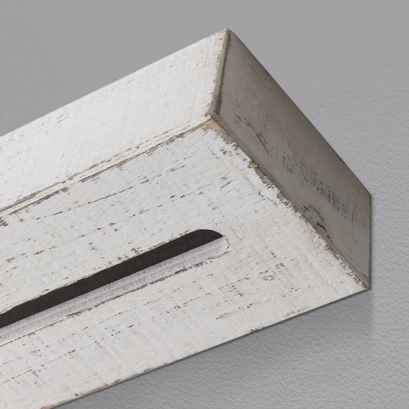 Whitewashed Wooden Wall-Mounted Wine Glass Floating Shelf