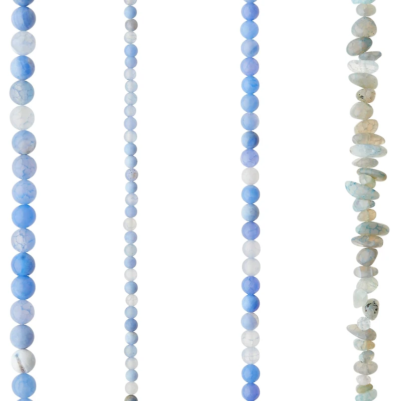 6 Pack:  Blue Agate Stone Beads Value Pack by Bead Landing™