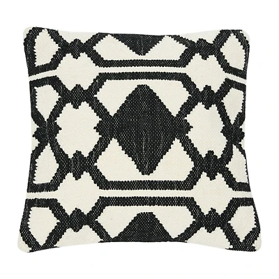 Hello Honey® Black & White Pattern Woven Wool & Cotton Pillow