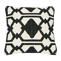 Hello Honey® Black & White Pattern Woven Wool & Cotton Pillow