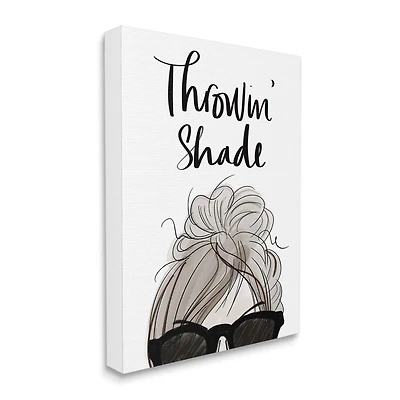 Stupell Industries Throwin' Shade Phrase Woman in Sunglasses Canvas Wall Art