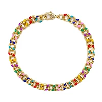7.5" Rainbow & Gold Enamel Curb Charm Bracelet by Bead Landing™