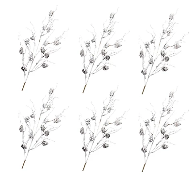 Frosted White Pinecone Twig Sprays, 6ct.