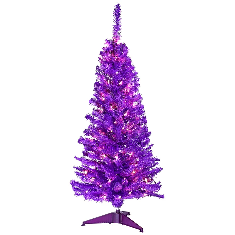 4ft. Pre-Lit Medium Purple Pine Artificial Christmas Tree, Clear Lights