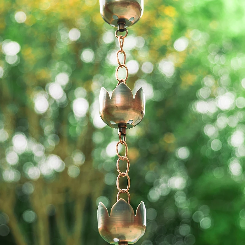 Glitzhome® 8.5ft. Faux Copper Lotus Shaped Rain Chain