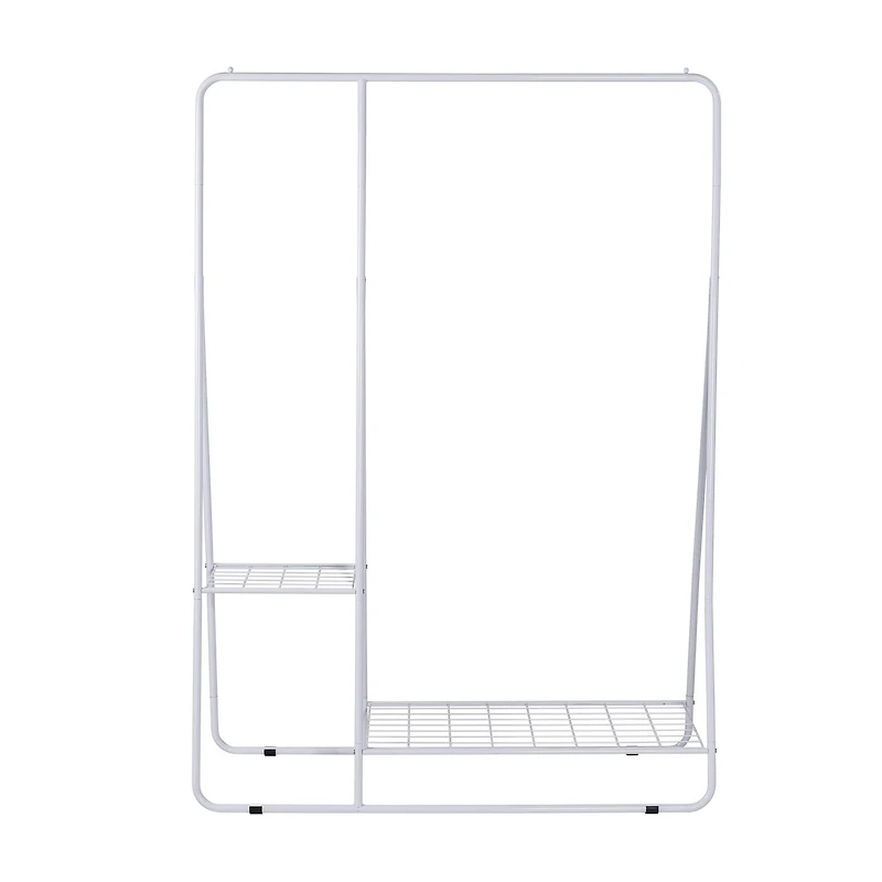 Honey Can Do White Clothing Rack with Shelves and Hanging Bar