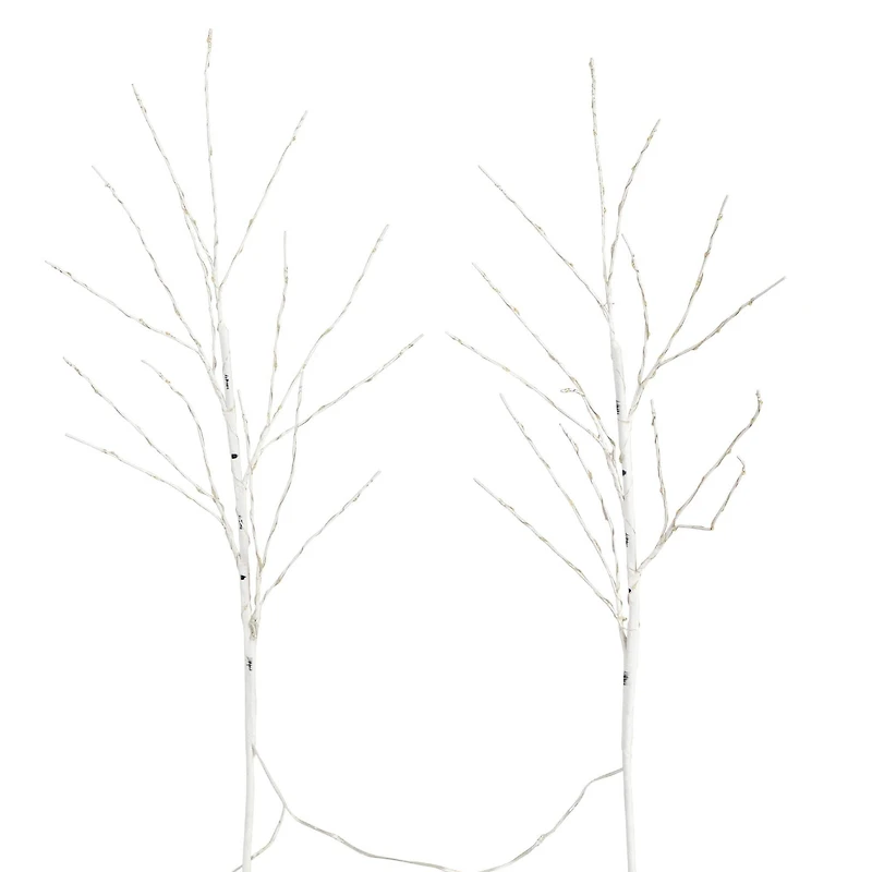 2 Pack 3ft. Pre-Lit Artificial White Birch Branches, Warm White LED Lights
