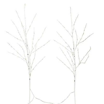 2 Pack 3ft. Pre-Lit Artificial White Birch Branches, Warm White LED Lights
