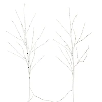 2 Pack 3ft. Pre-Lit Artificial White Birch Branches, Warm White LED Lights