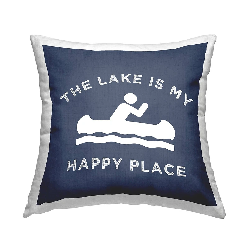 Stupell Industries Lake is My Happy Place Canoe Row Throw Pillow 18" x 18"