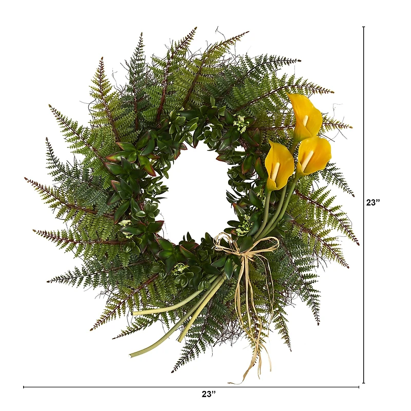 23" Fern & Calla Lily Wreath