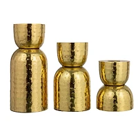 Hello Honey® Antique Gold Hammered Metal Taper Candle Holder Set