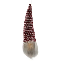 8" Red, White & Gray Knit Gnome Head LED Ornament