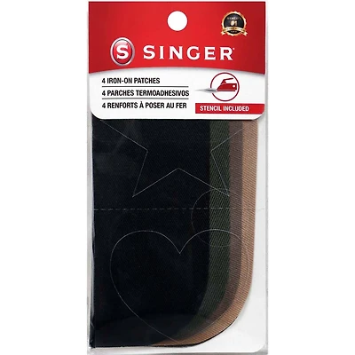 SINGER® Dark Iron-on Twill Patches
