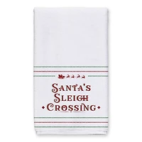 Santas Sleigh Crossing Stripes Tea Towels - Set of 2