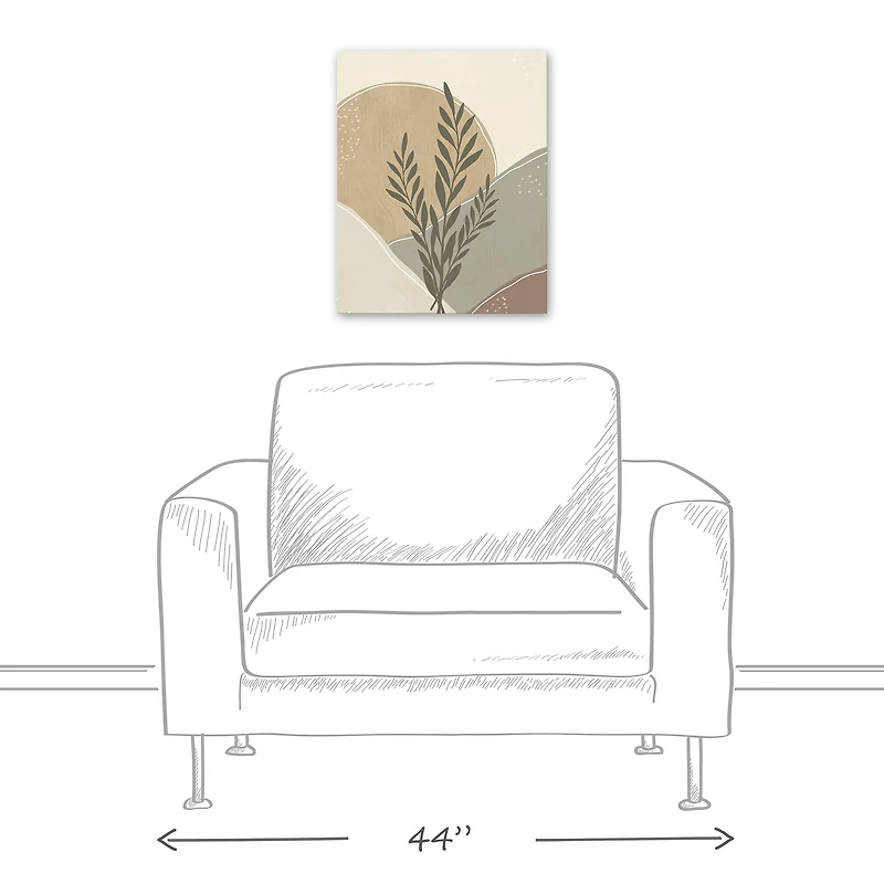 Boho Leaves On Mustard 16" x 20" Canvas Wall Art