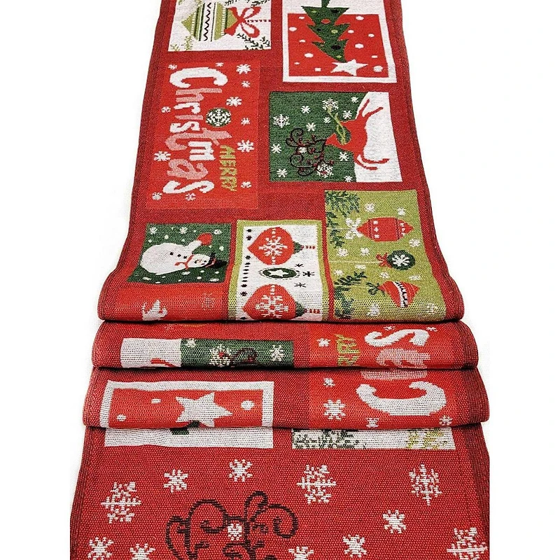 Wizardi 13.75" x 67" Holiday Patchwork Christmas Table Runner