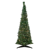 6ft. Pre-Lit Slim Green Holly Leaf Pop-Up Artificial Christmas Tree with Clear Lights