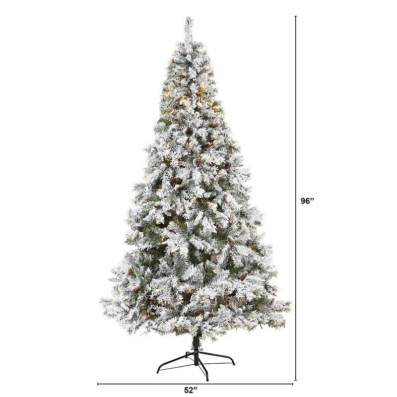8ft. Pre-Lit White River Mountain Pine Artificial Christmas Tree, Clear LED Lights
