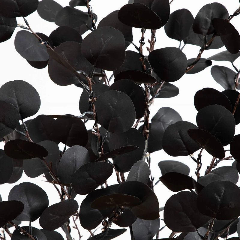 5ft. Pre-Lit Artificial Halloween Black Eucalyptus Tree with 220 Orange & Purple LED Lights