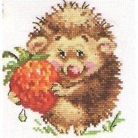 Alisa Hedgehog With Strawberries Cross Stitch Kit